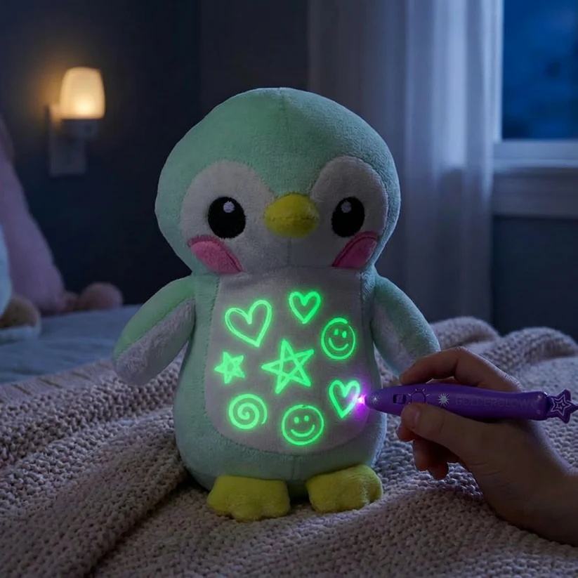 GlowBabies Glow-in-the-Dark Plush Toys with Magic Light Pen