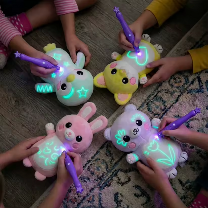 GlowBabies Glow-in-the-Dark Plush Toys with Magic Light Pen